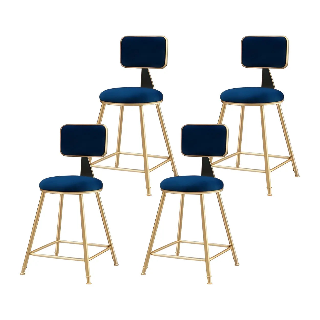 Gray Gold Iron Velvet Tall Bar Stool — Green / 1 Piece