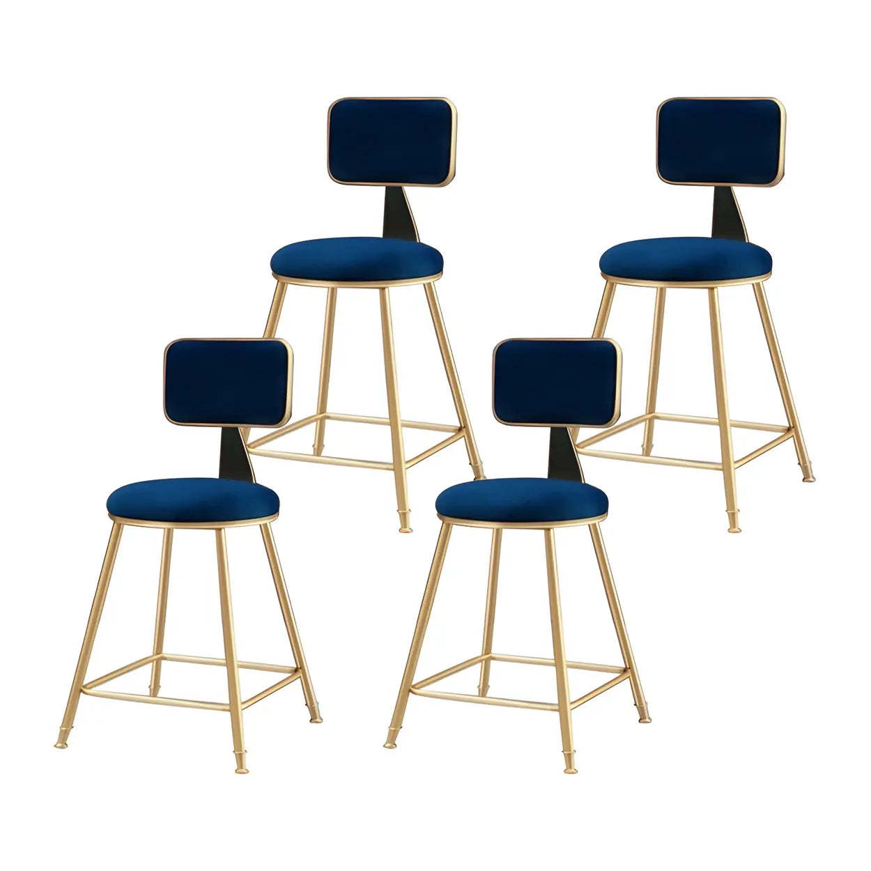 Gray Gold Iron Velvet Tall Bar Stool — Green / 1 Piece
