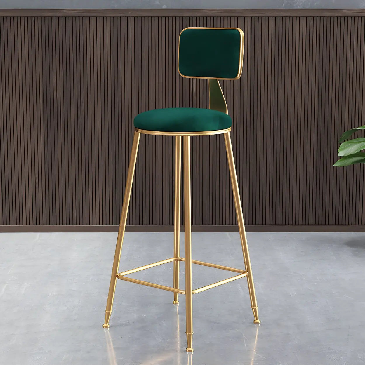 Gray Gold Iron Velvet Tall Bar Stool — Black / 2 Piece Set