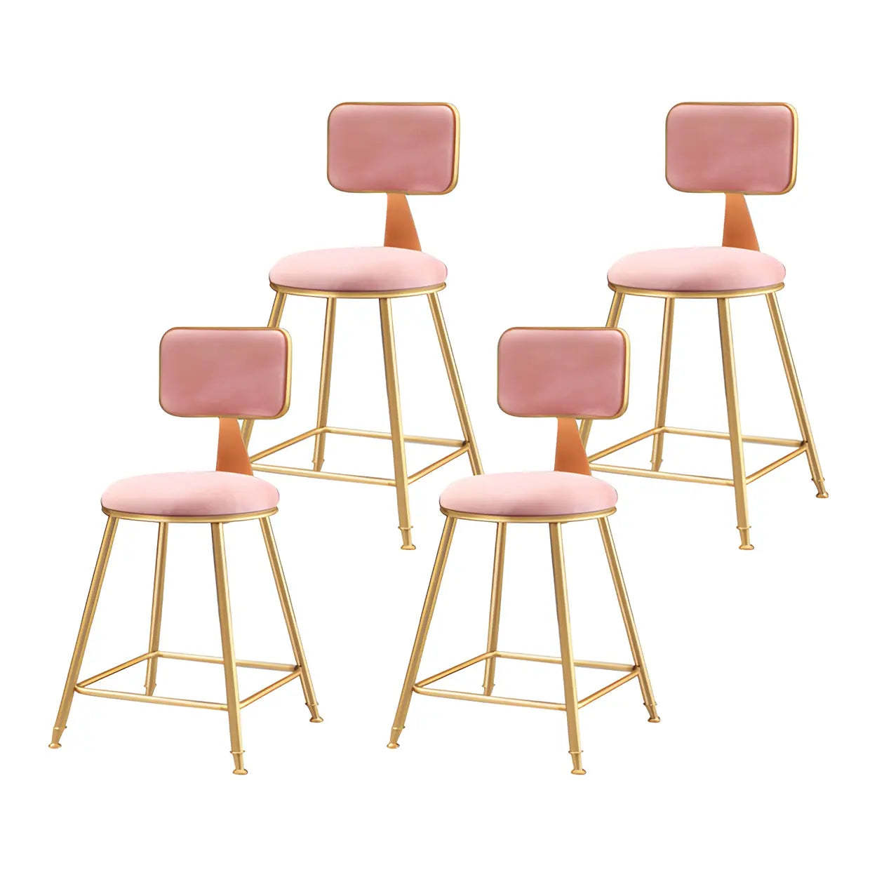 Gray Gold Iron Velvet Tall Bar Stool — Green / 2 Piece Set