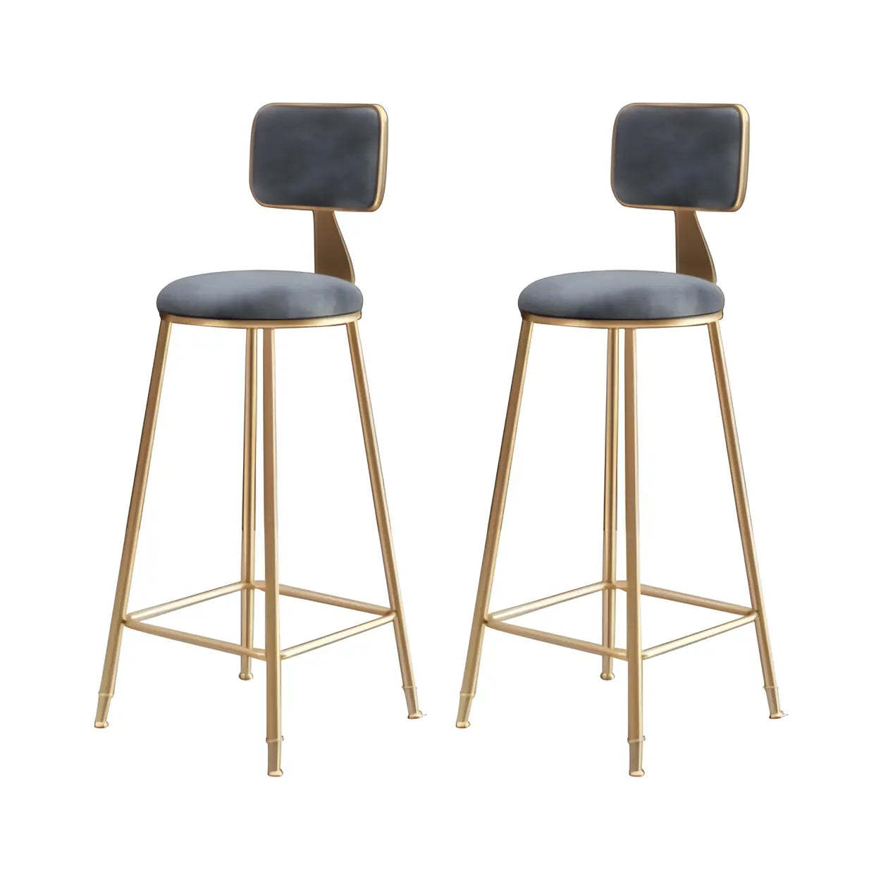 Gray Gold Iron Velvet Tall Bar Stool — Green / 4 Piece Set