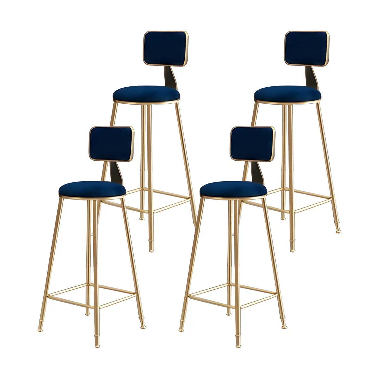 Gray Gold Iron Velvet Tall Bar Stool — Grey / 1 Piece