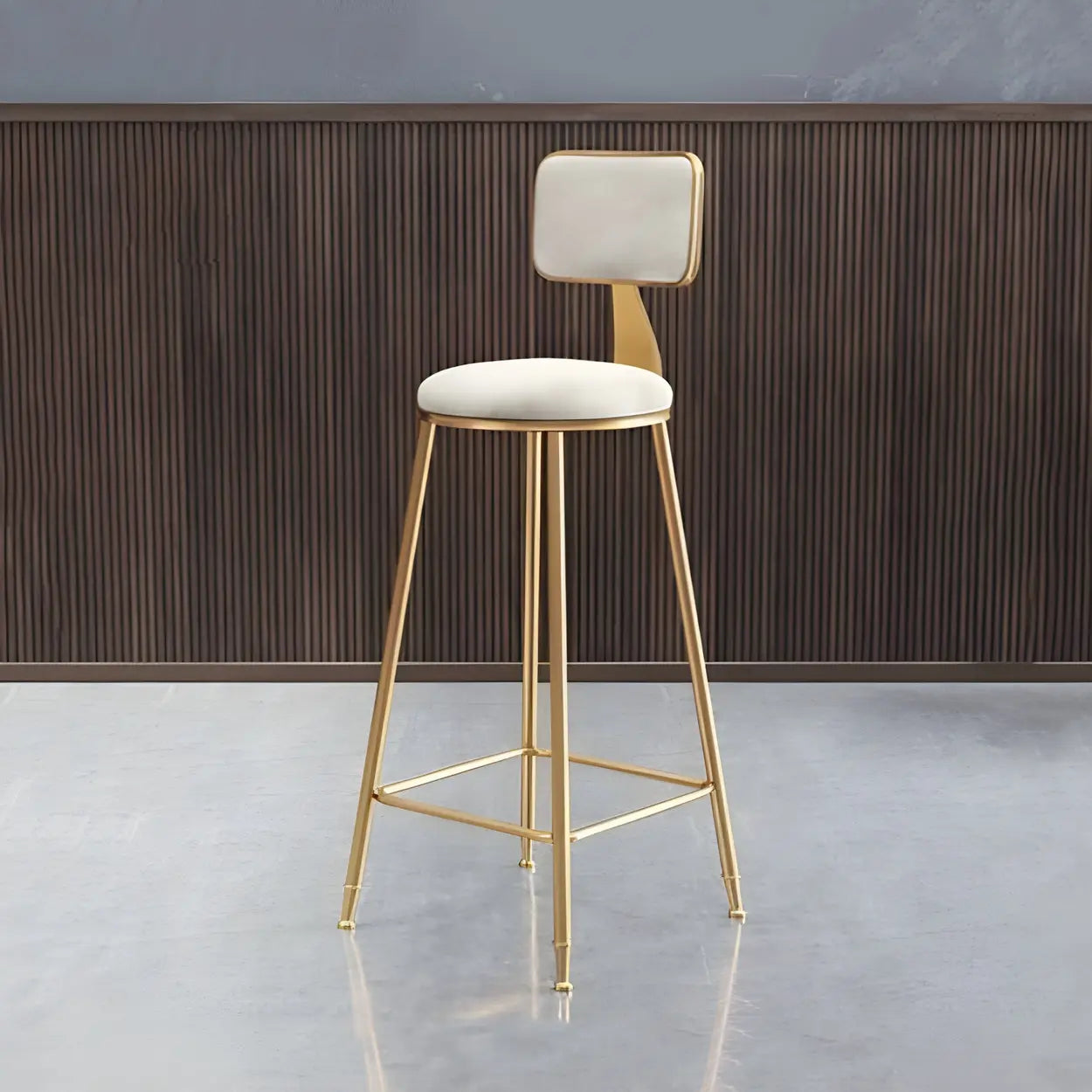 Gray Gold Iron Velvet Tall Bar Stool — Grey / 2 Piece Set