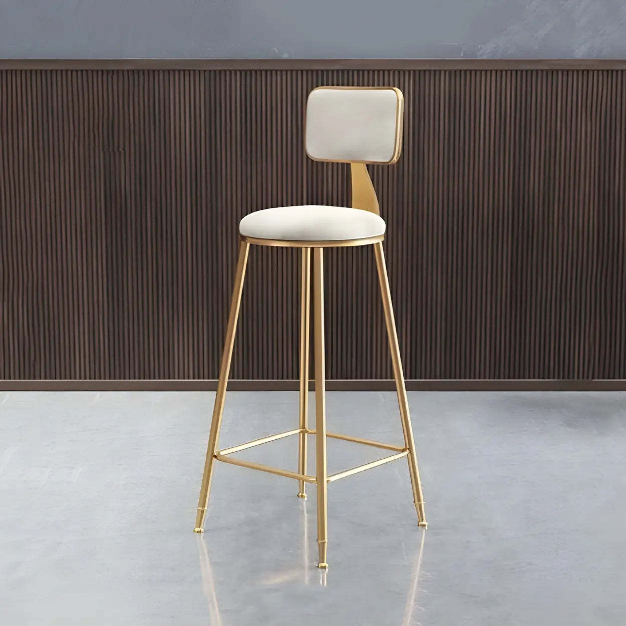 Gray Gold Iron Velvet Tall Bar Stool — Grey / 2 Piece Set