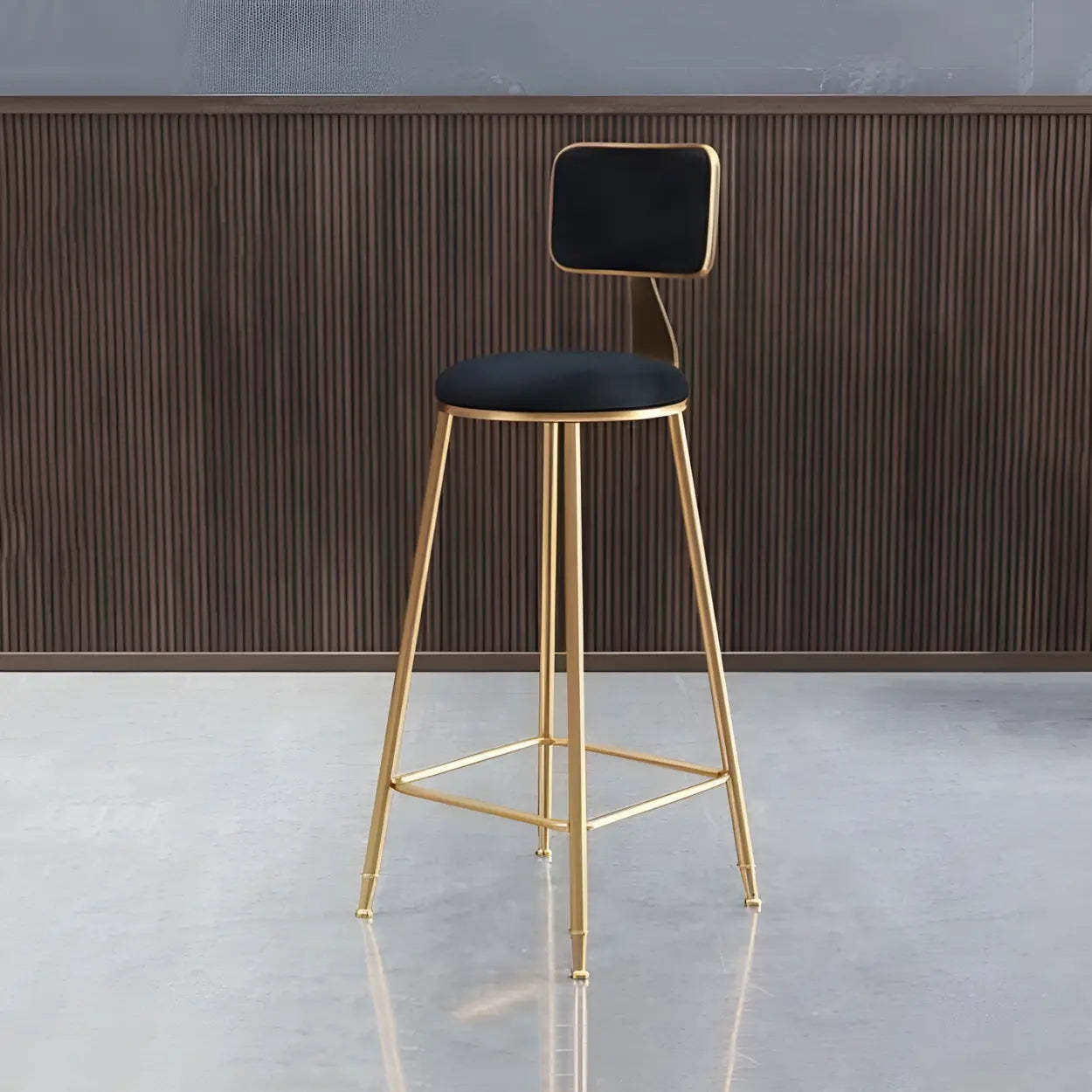 Gray Gold Iron Velvet Tall Bar Stool — Pink / 2 Piece Set