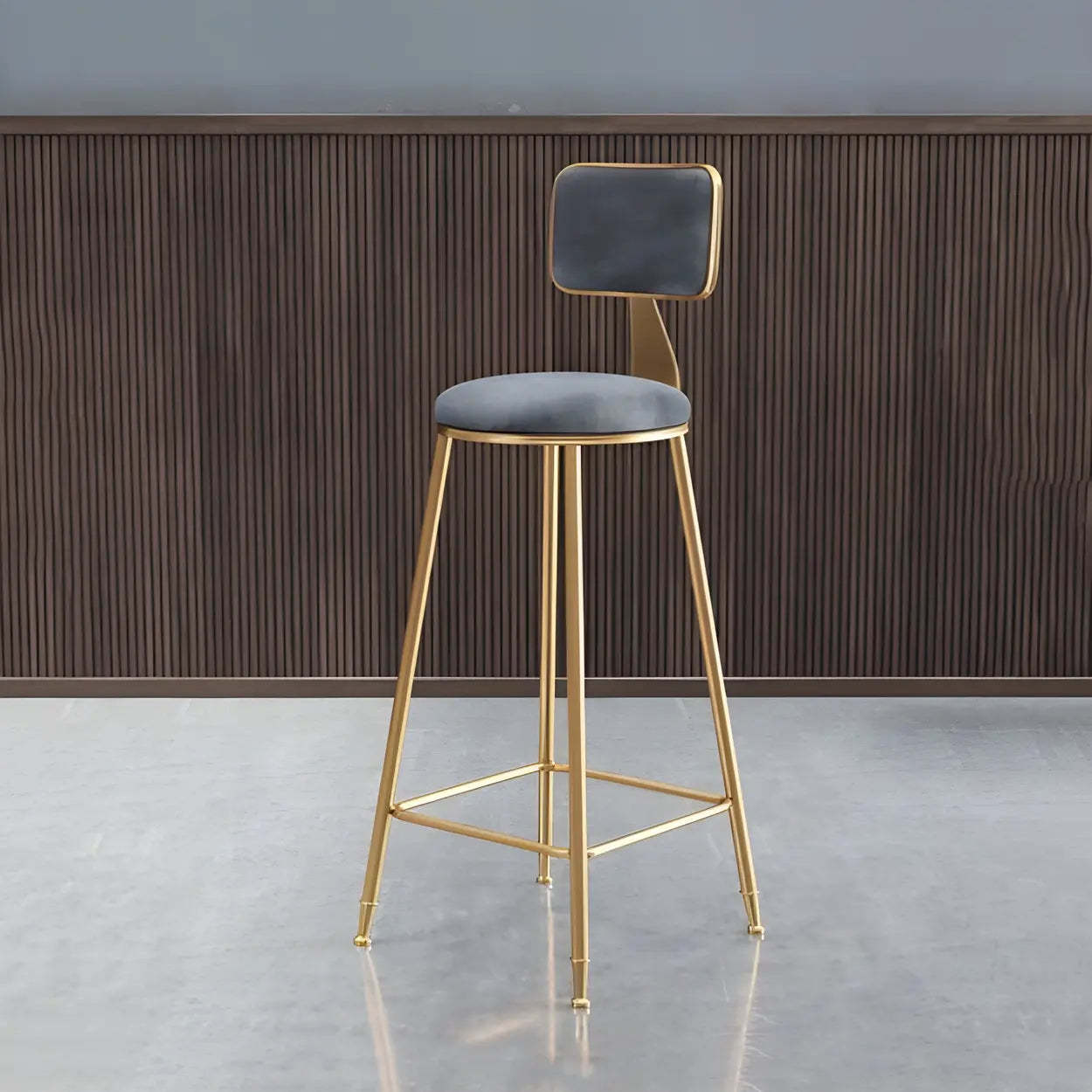 Gray Gold Iron Velvet Tall Bar Stool — Pink / 2 Piece Set