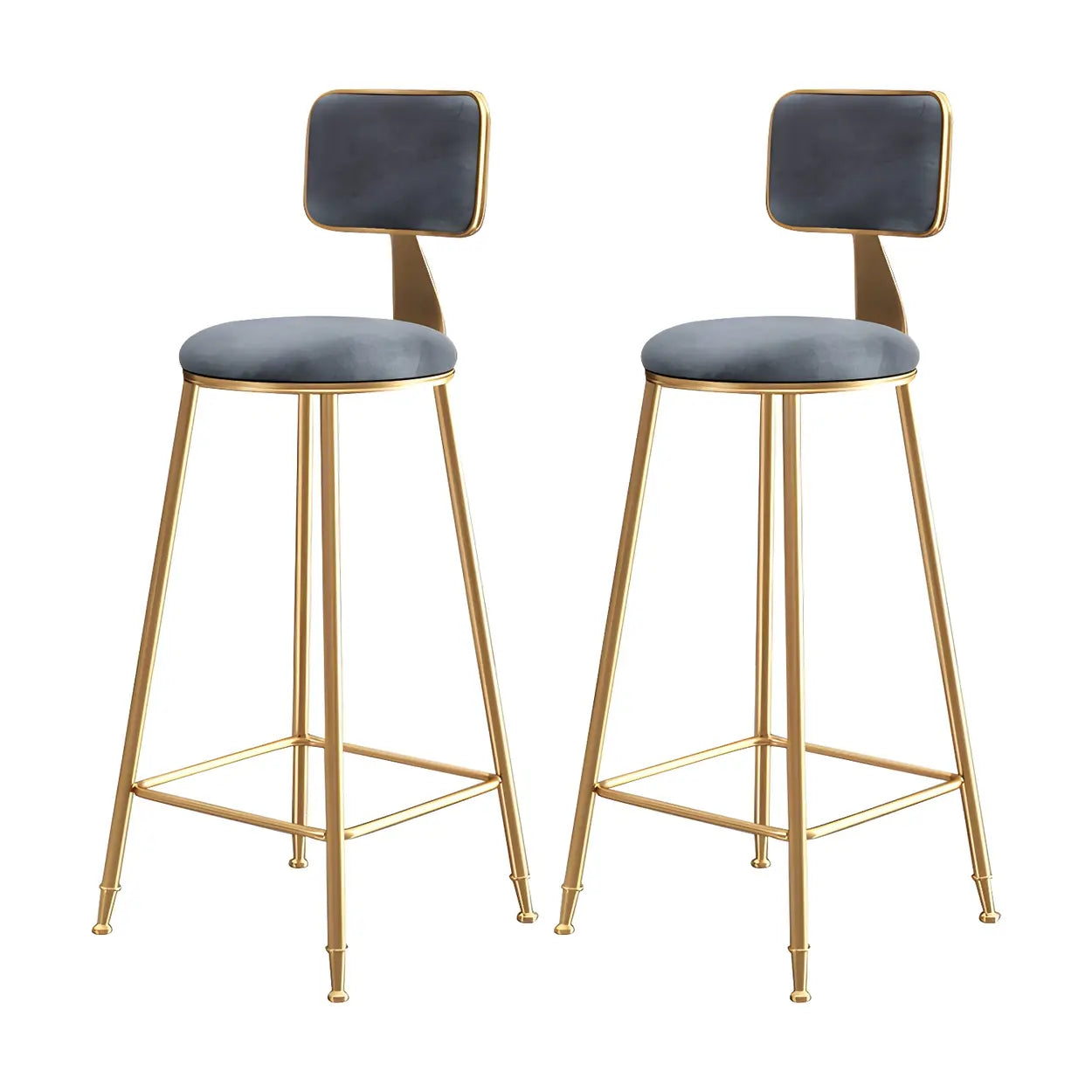 Gray Gold Iron Velvet Tall Bar Stool — Pink / 4 Piece Set