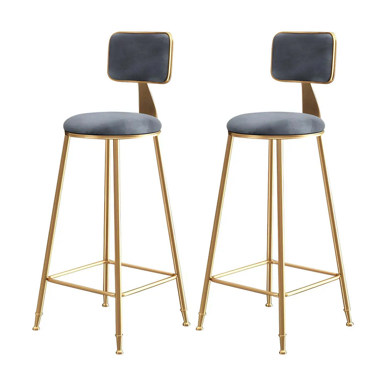 Gray Gold Iron Velvet Tall Bar Stool — Pink / 4 Piece Set