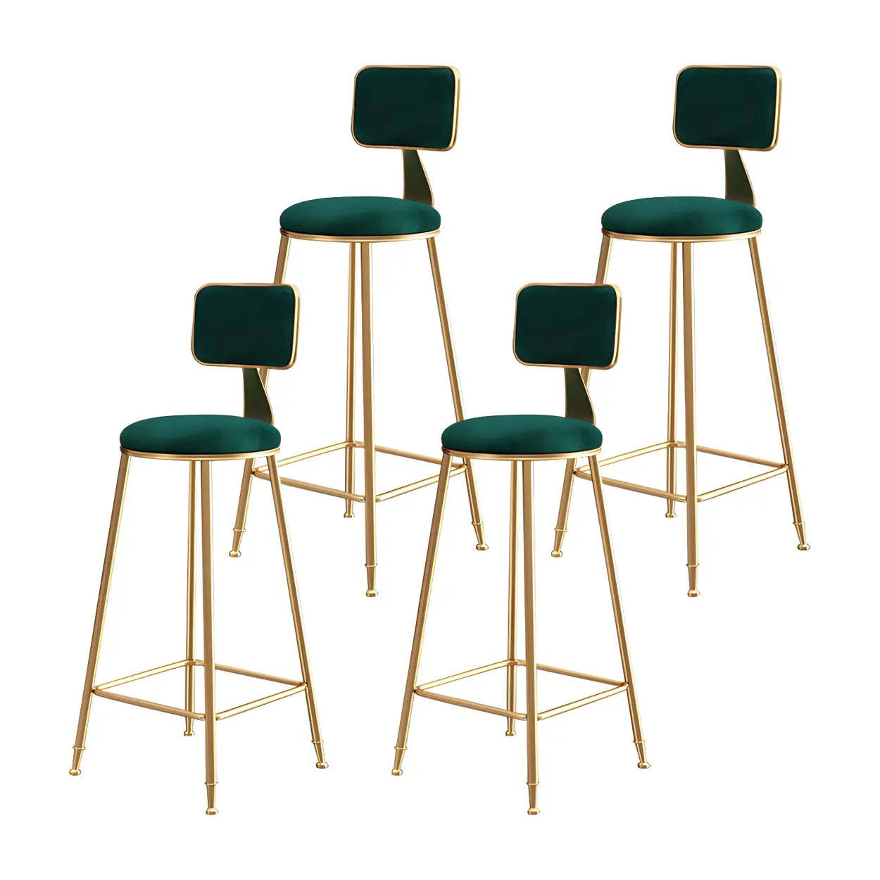 Gray Gold Iron Velvet Tall Bar Stool — White / 4 Piece Set