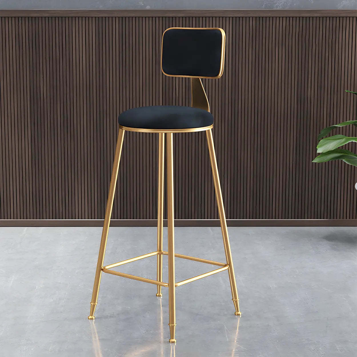 Gray Gold Iron Velvet Tall Bar Stool — White / 1 Piece