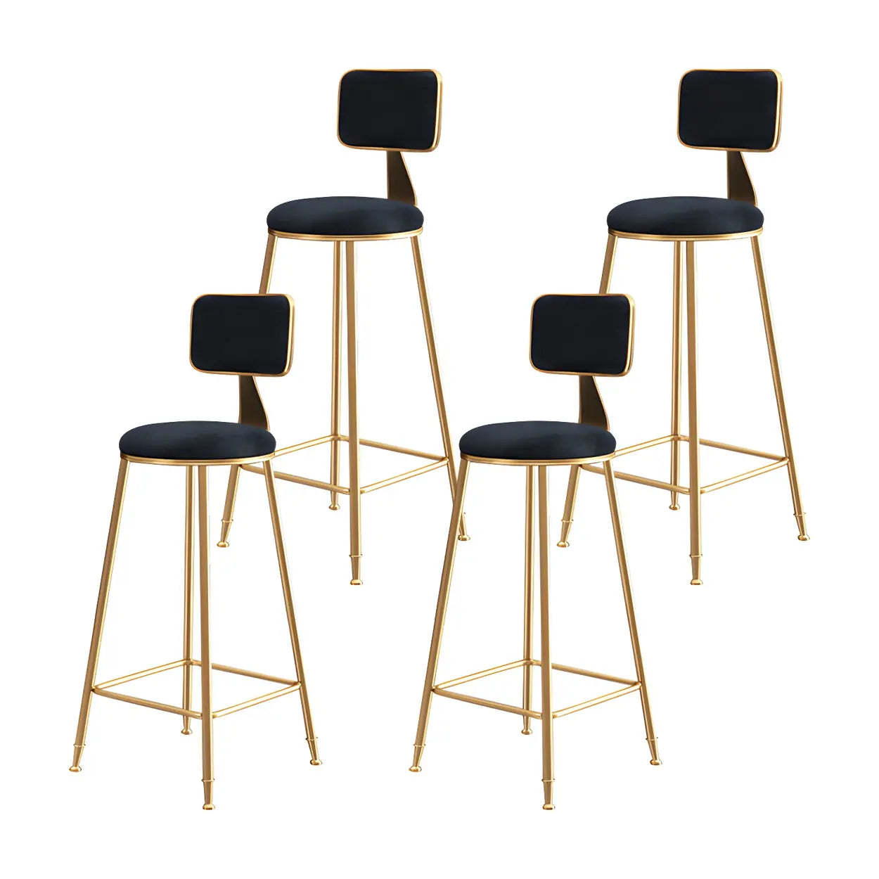 Gray Gold Iron Velvet Tall Bar Stool — White / 4 Piece Set