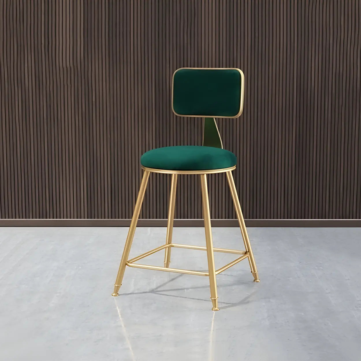 Gray Gold Iron Velvet Tall Bar Stool — Black / 2 Piece Set
