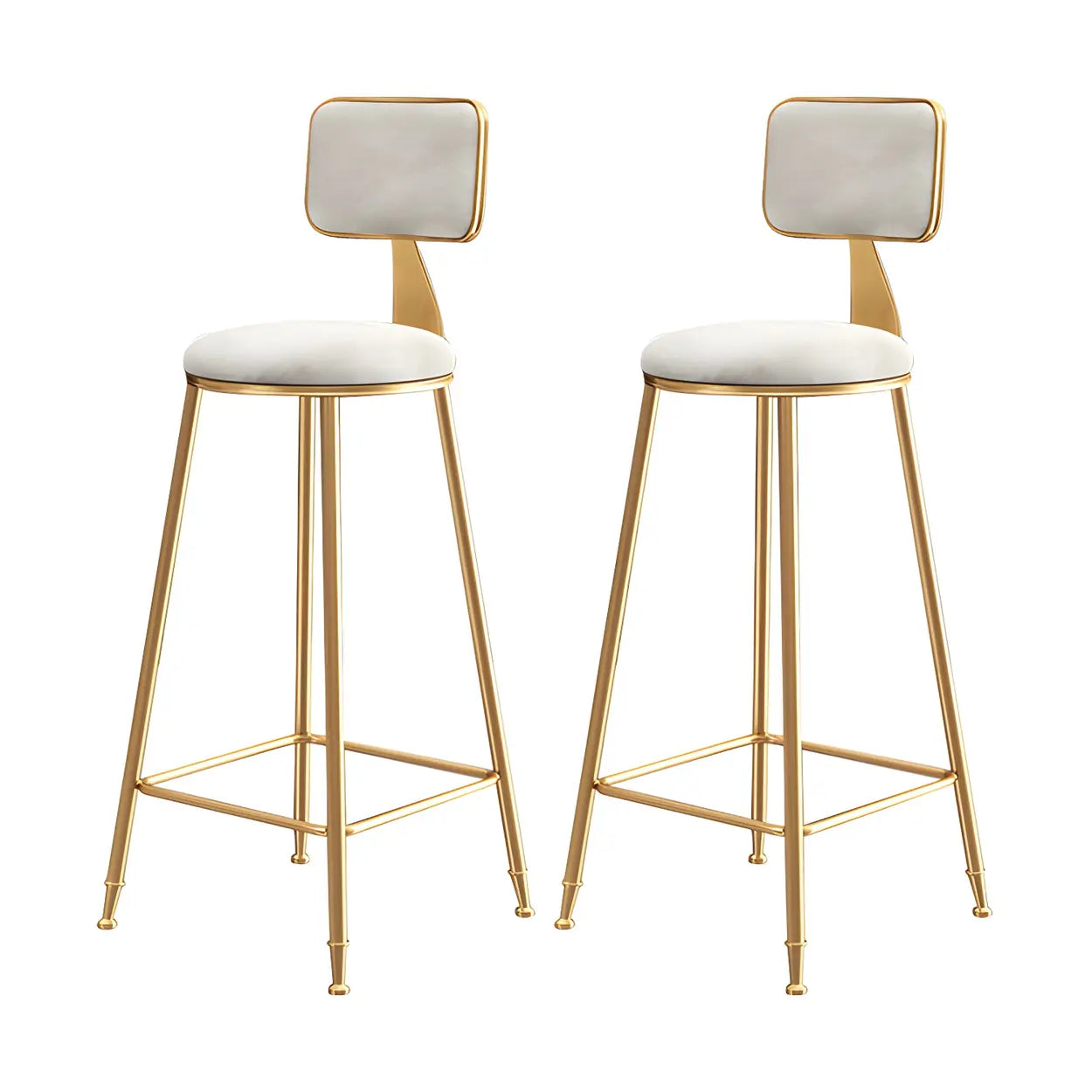 Gray Gold Iron Velvet Tall Bar Stool — White / 2 Piece Set