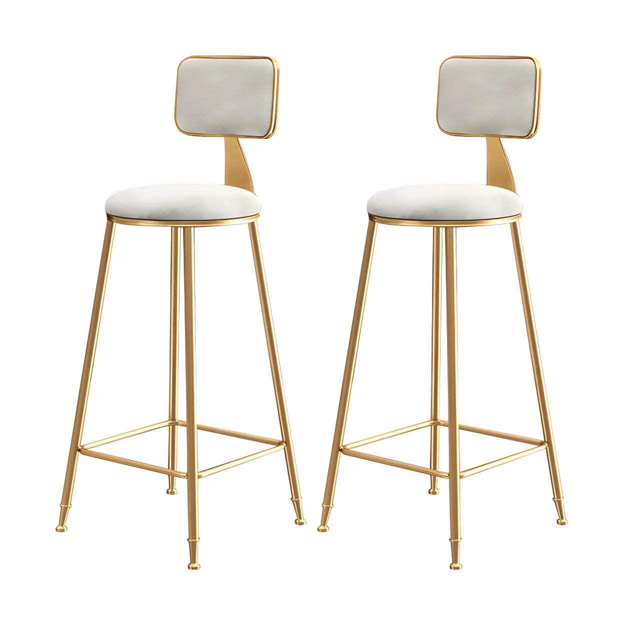Gray Gold Iron Velvet Tall Bar Stool — White / 2 Piece Set