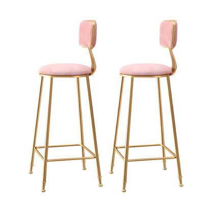 Gray Gold Iron Velvet Tall Bar Stool