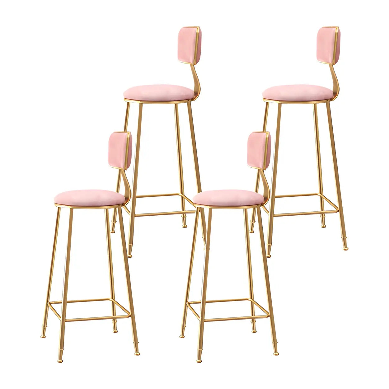 Gray Gold Iron Velvet Tall Bar Stool