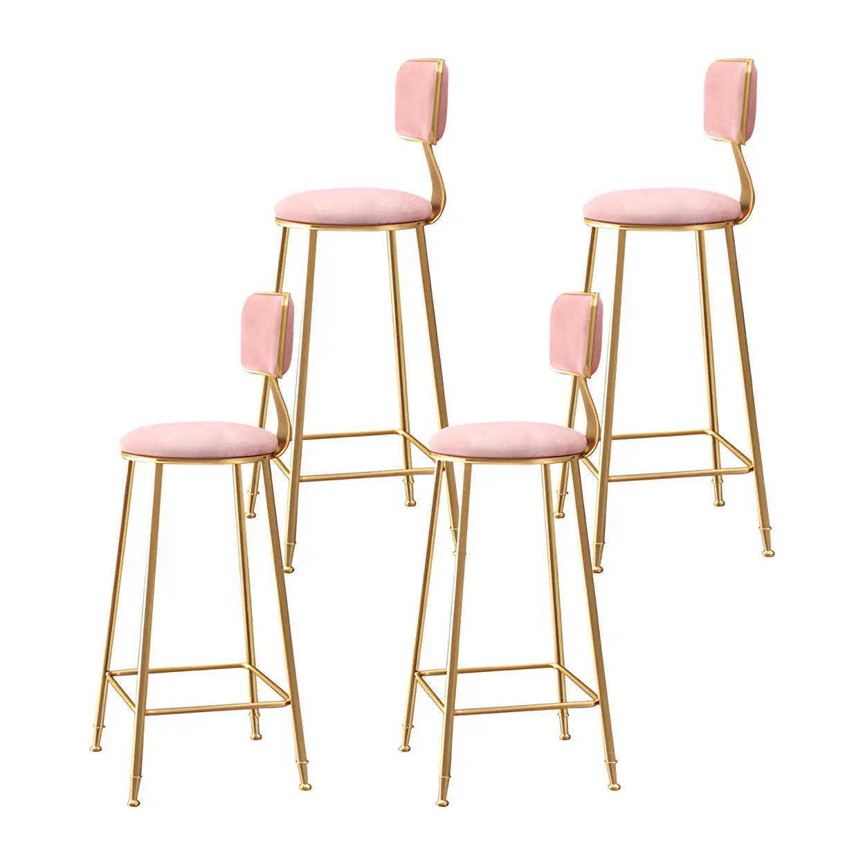 Gray Gold Iron Velvet Tall Bar Stool