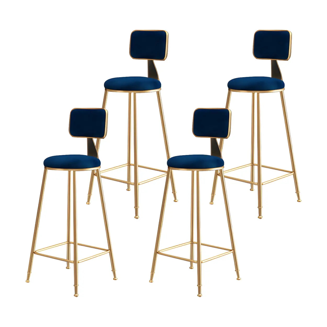 Gray Gold Iron Velvet Tall Bar Stool
