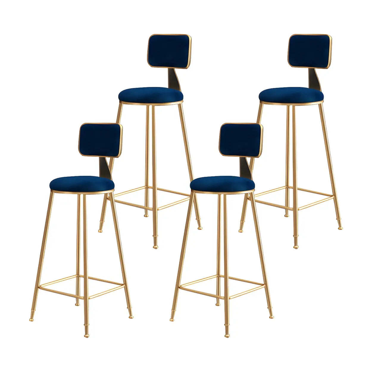 Gray Gold Iron Velvet Tall Bar Stool