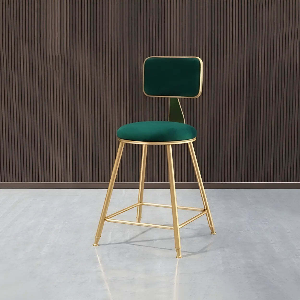 Gray Gold Iron Velvet Tall Bar Stool — Black / 2 Piece Set