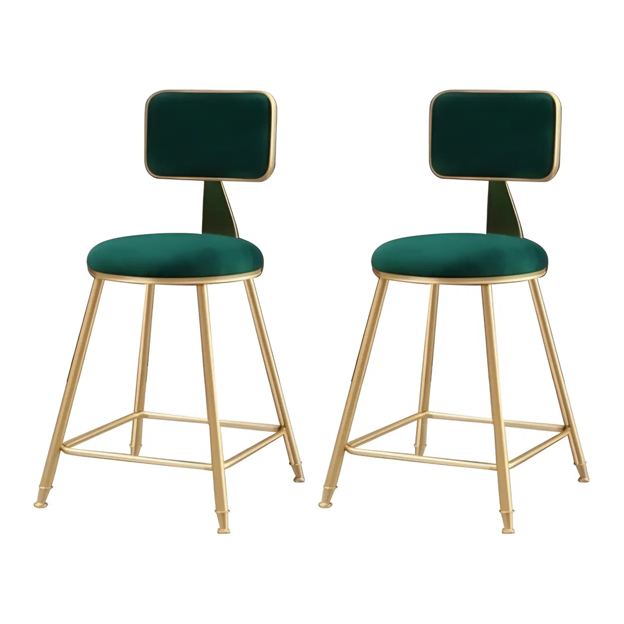 Gray Gold Iron Velvet Tall Bar Stool — Blue / 2 Piece Set