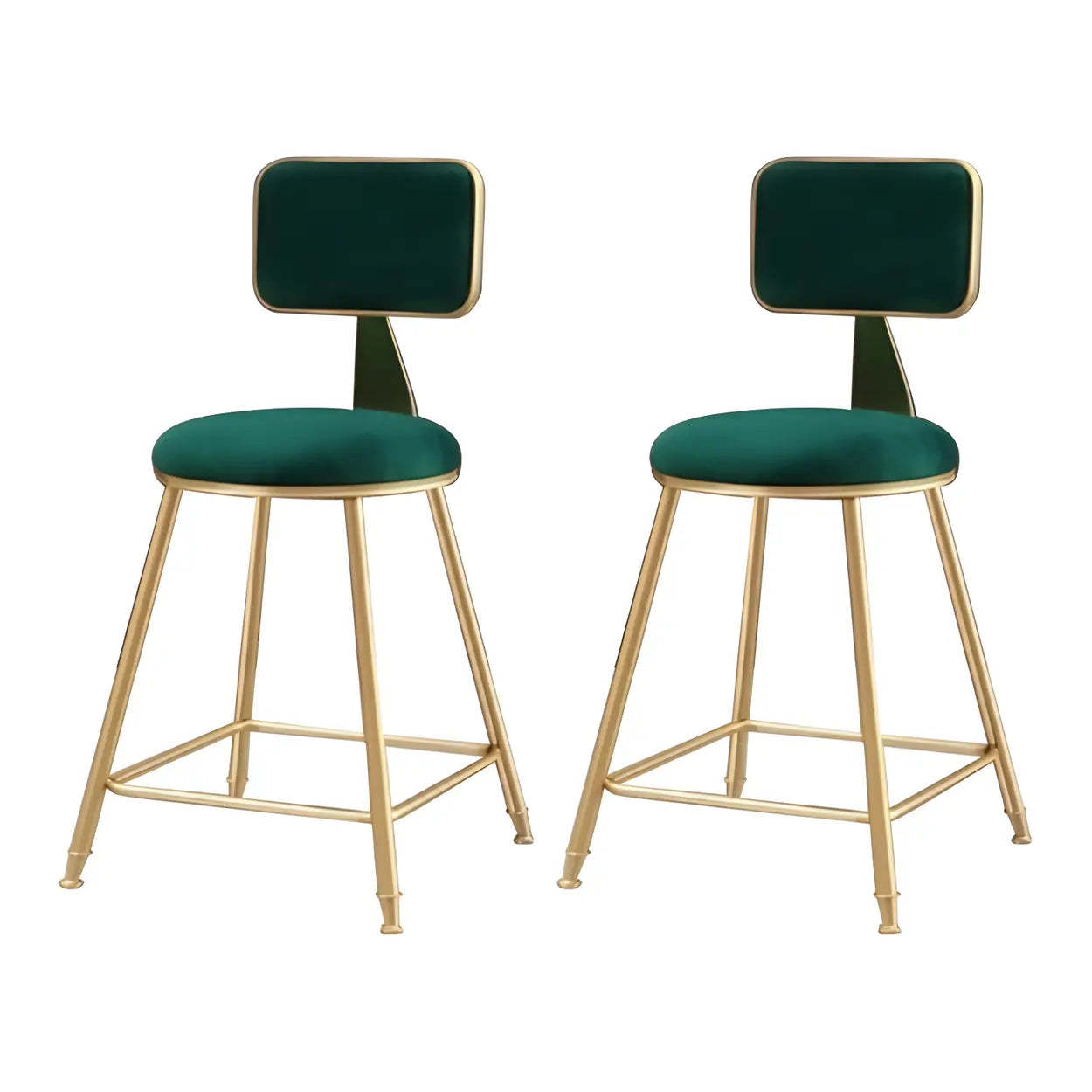 Gray Gold Iron Velvet Tall Bar Stool — Blue / 2 Piece Set