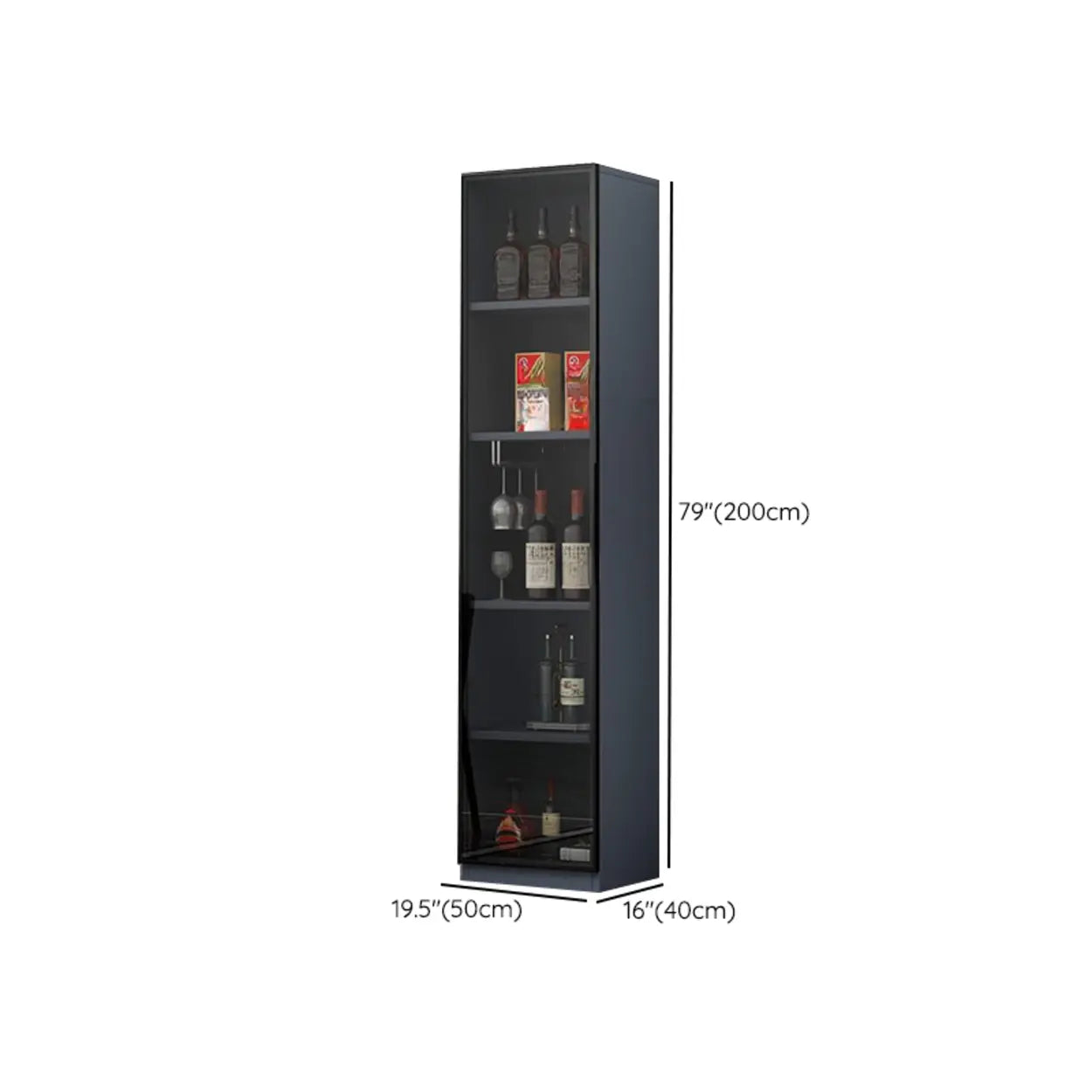 Gray Rectangular Slab Enclosed Wine Cabinet
