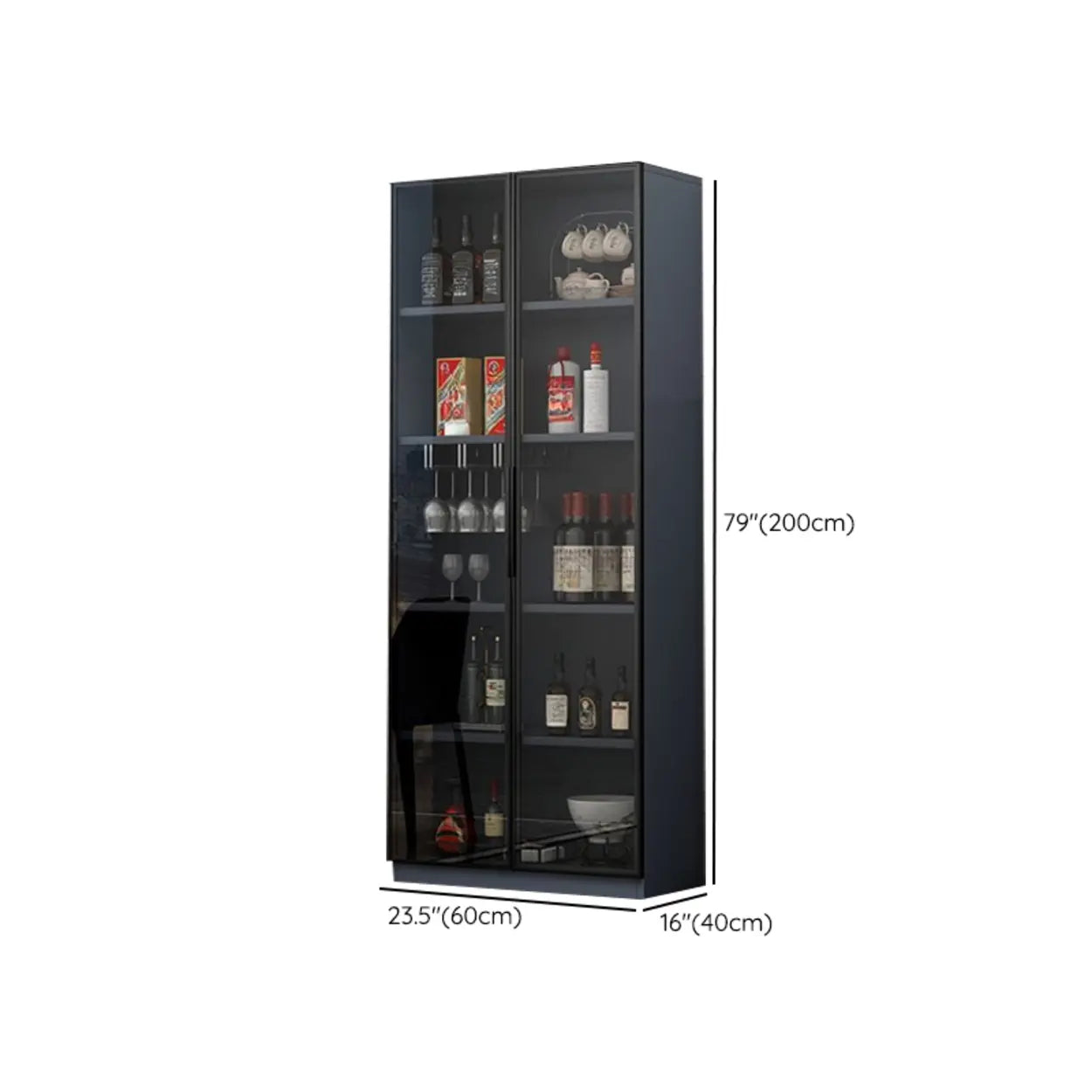 Gray Rectangular Slab Enclosed Wine Cabinet