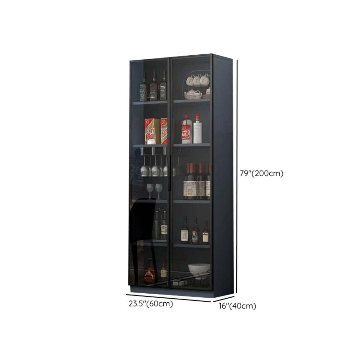 Gray Rectangular Slab Enclosed Wine Cabinet