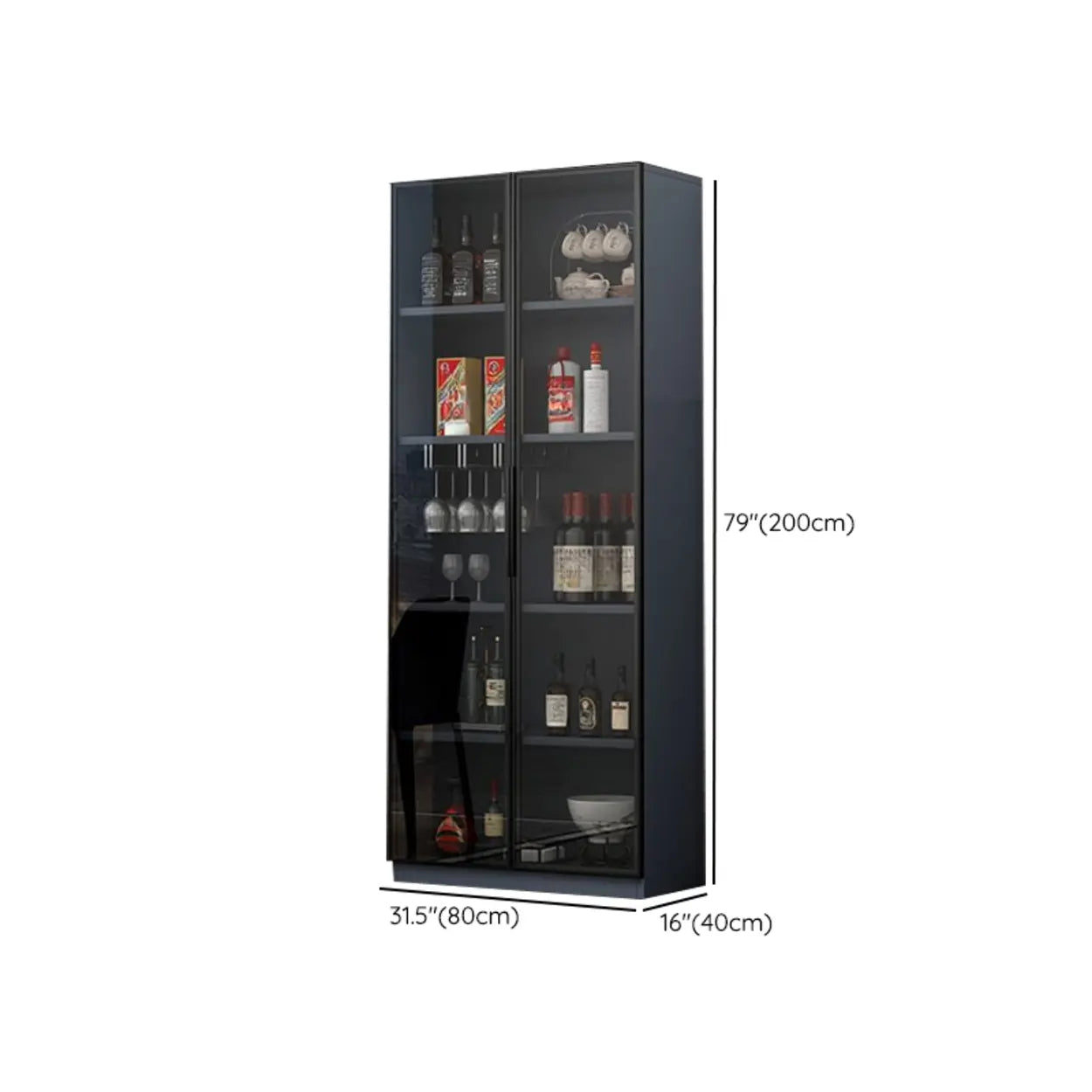 Gray Rectangular Slab Enclosed Wine Cabinet