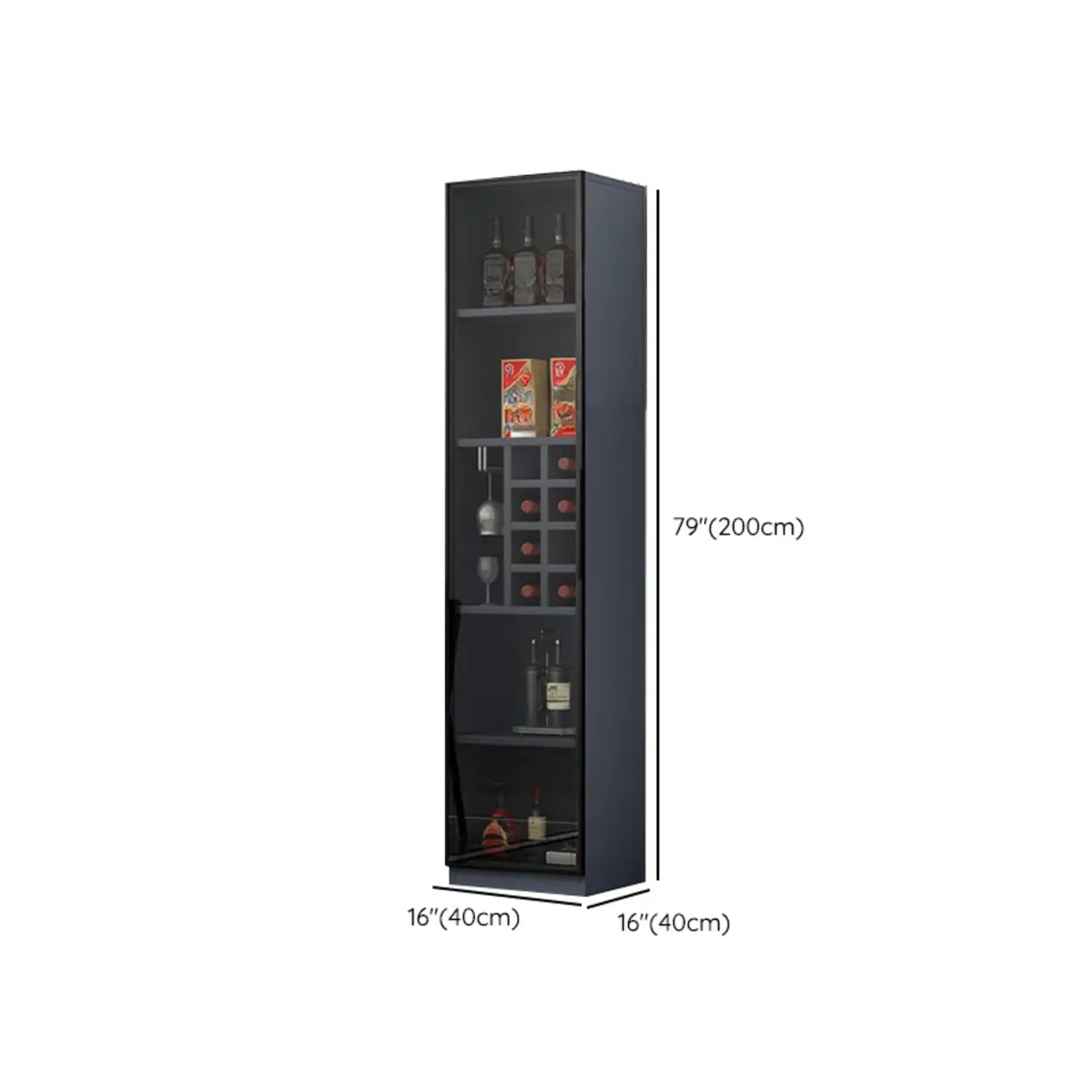Gray Rectangular Slab Enclosed Wine Cabinet — Wine Grid Not Included