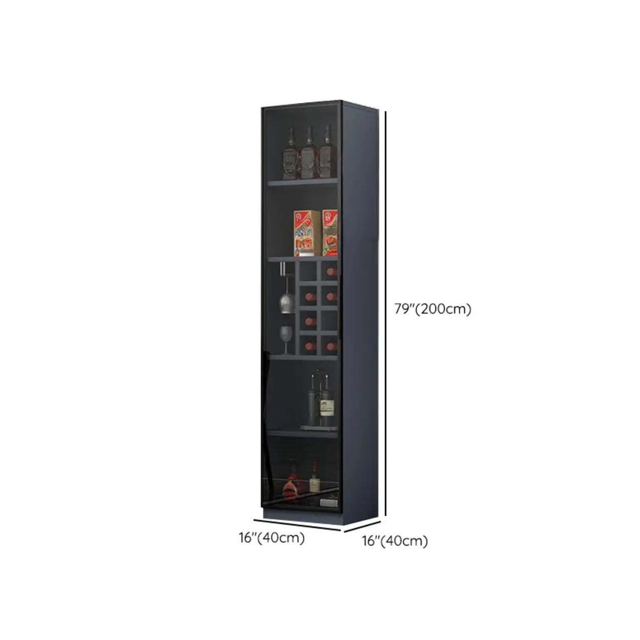 Gray Rectangular Slab Enclosed Wine Cabinet — Wine Grid Not Included