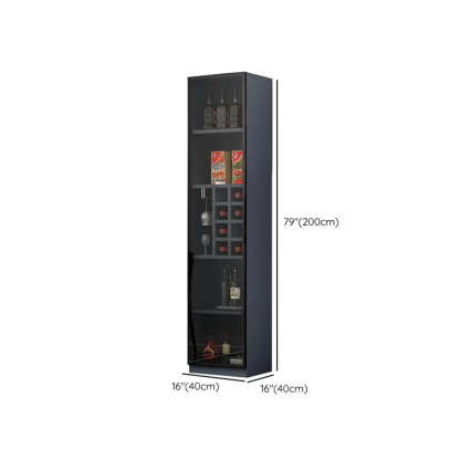 Gray Rectangular Slab Enclosed Wine Cabinet — Wine Grid Not Included