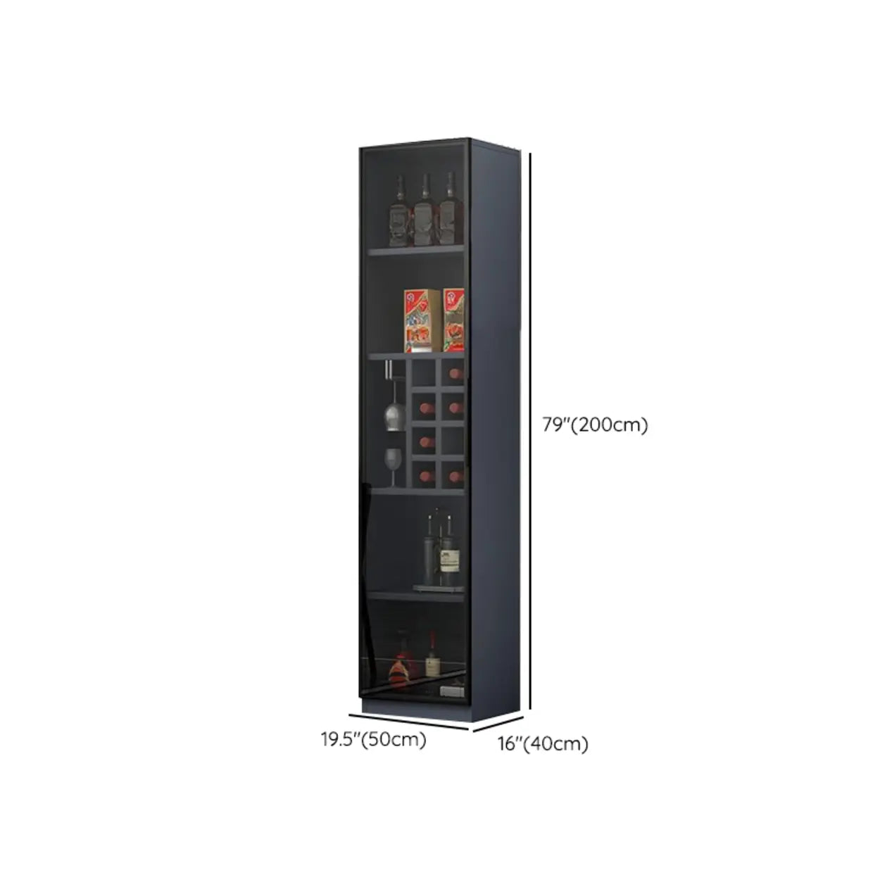 Gray Rectangular Slab Enclosed Wine Cabinet — Wine Grid Included