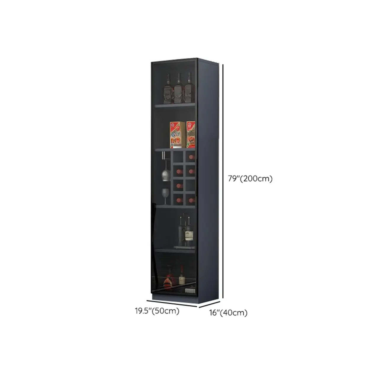 Gray Rectangular Slab Enclosed Wine Cabinet — Wine Grid Included