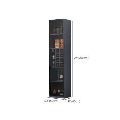 Gray Rectangular Slab Enclosed Wine Cabinet — Wine Grid Included