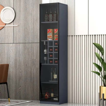 Gray Rectangular Slab Enclosed Wine Cabinet