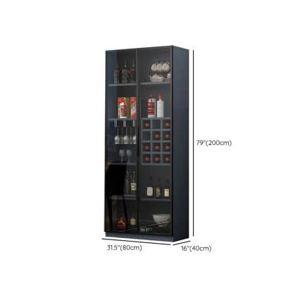 Gray Rectangular Slab Enclosed Wine Cabinet — Wine Grid Included