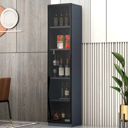 Gray Rectangular Slab Enclosed Wine Cabinet