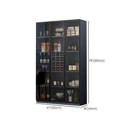 Gray Rectangular Slab Enclosed Wine Cabinet — Wine Grid Included