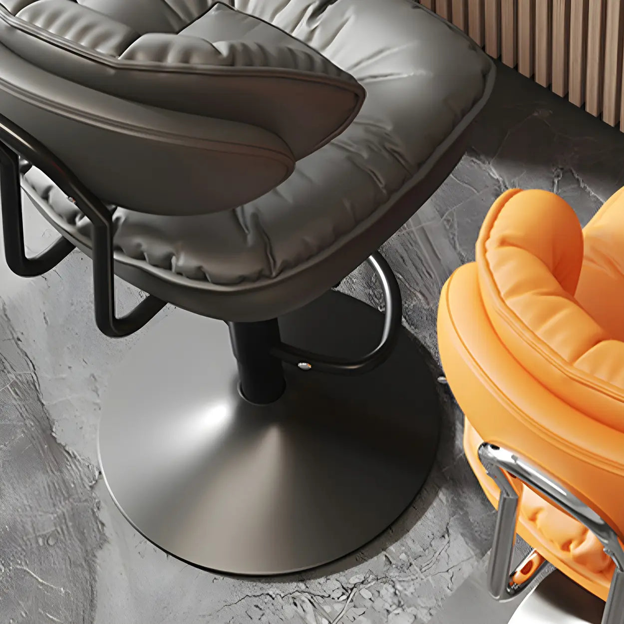 Round Leather Adjustable Swivel Bar Stool