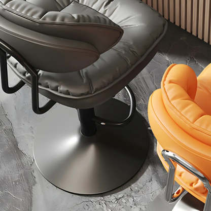 Round Leather Adjustable Swivel Bar Stool