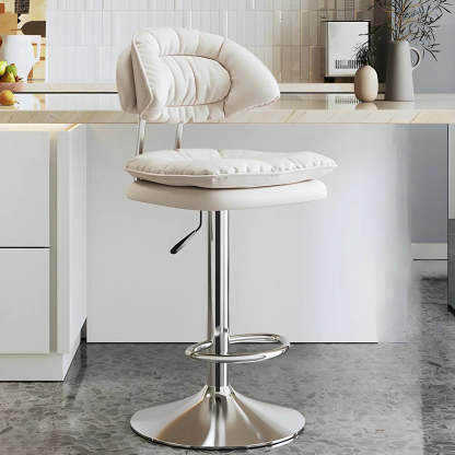 Round Leather Adjustable Swivel Bar Stool