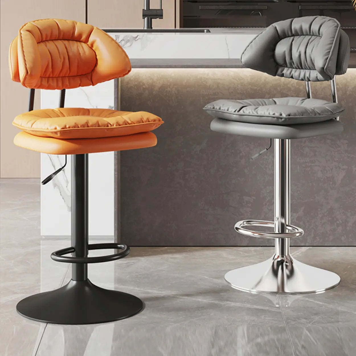 Round Leather Adjustable Swivel Bar Stool