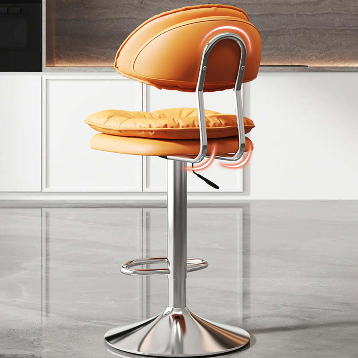 Round Leather Adjustable Swivel Bar Stool