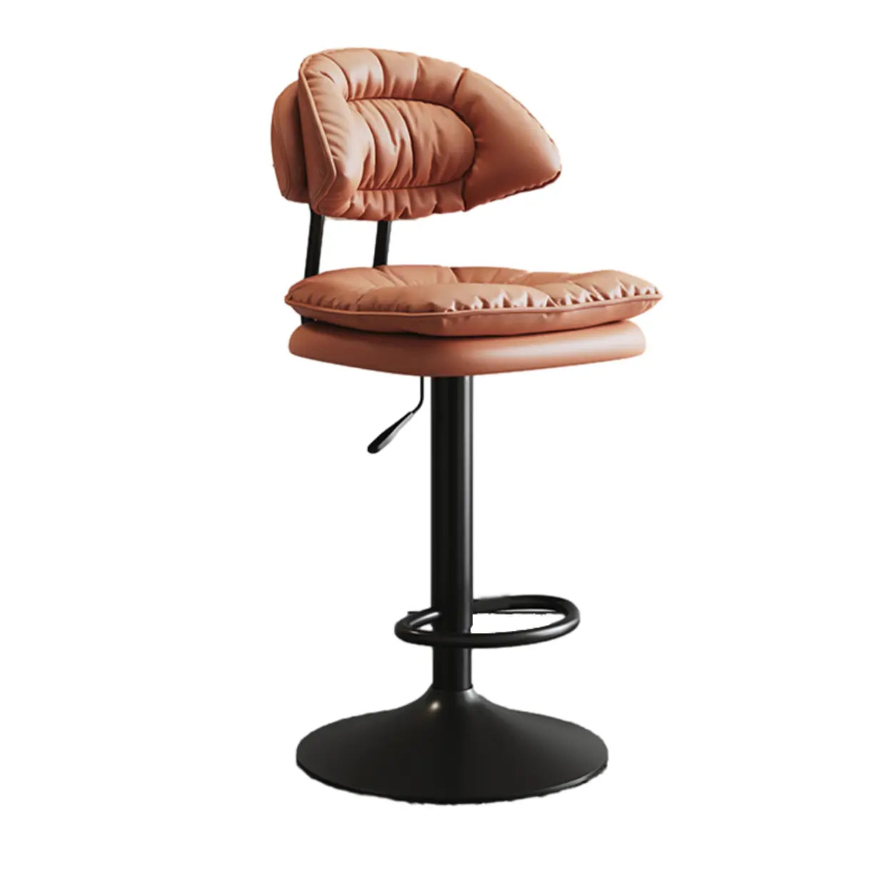 Round Leather Adjustable Swivel Bar Stool