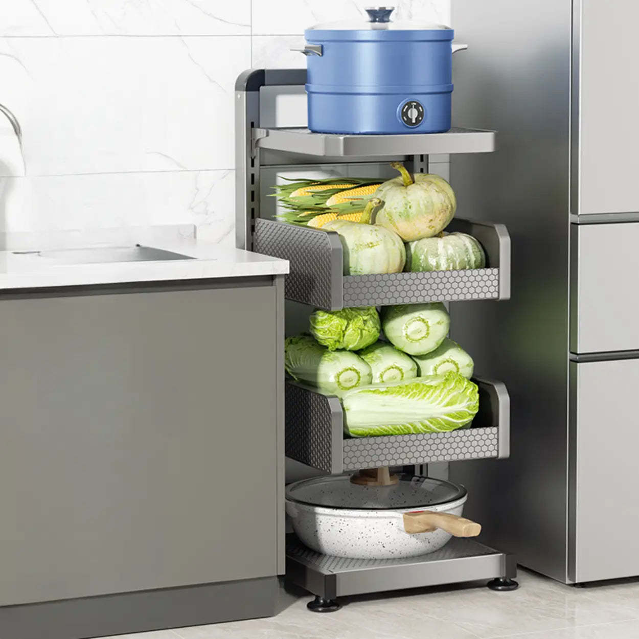 Gray Rust-Resistant Metal Baker's Rack