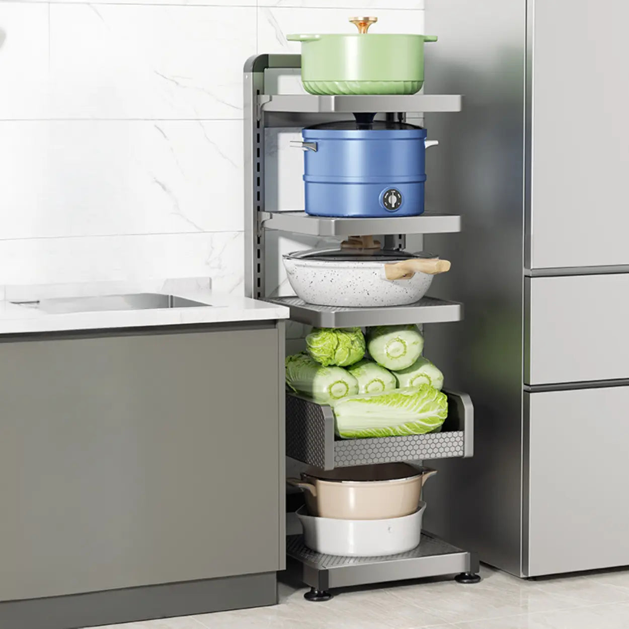 Gray Rust-Resistant Metal Baker's Rack