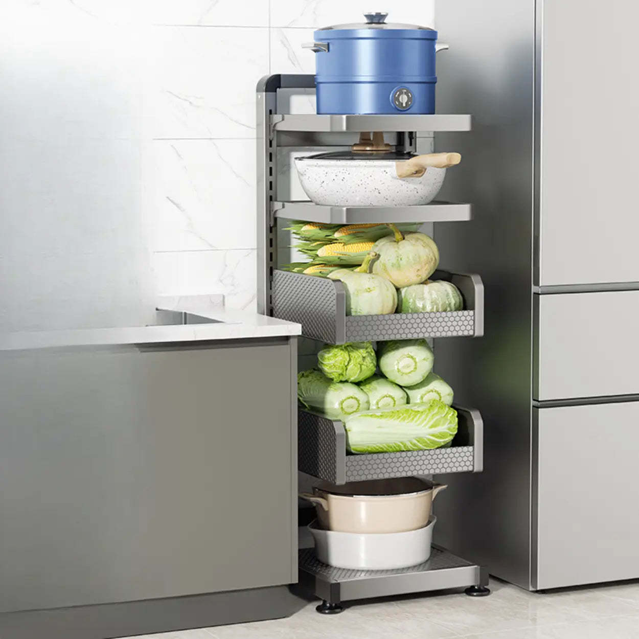 Gray Rust-Resistant Metal Baker's Rack