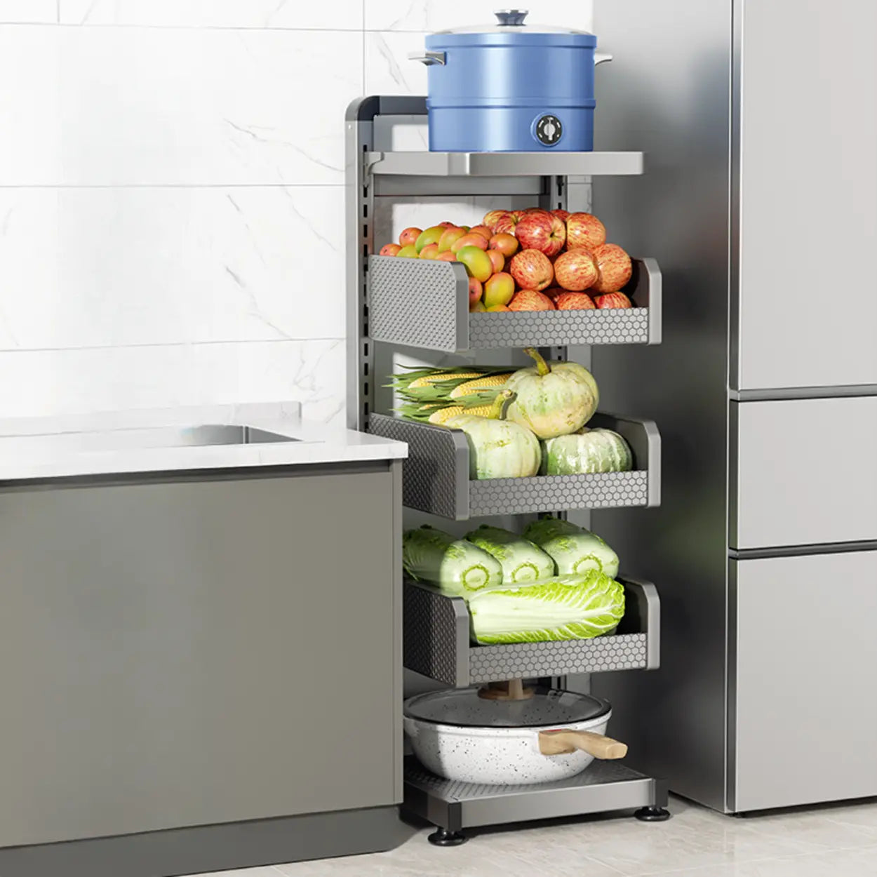 Gray Rust-Resistant Metal Baker's Rack